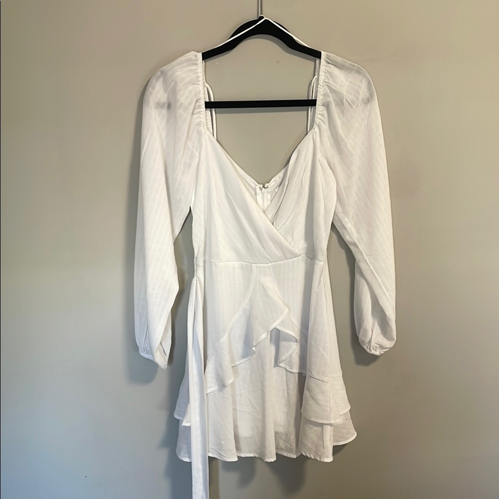 NEW White V-Neck Tiered Dress Bride Bachelorette